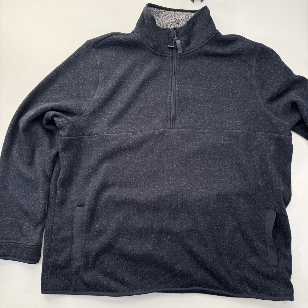 FAT FACE‎ 1/4 Zip Fleece Pullover Sweatshirt Mens 2XL Heather Blue Soft Cozy